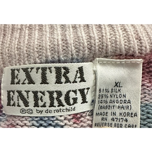 VTG 80s 90’s Extra Energy by De Rotchild Silk Angora Blend Women’s Sweater Sz XL - Picture 4 of 6